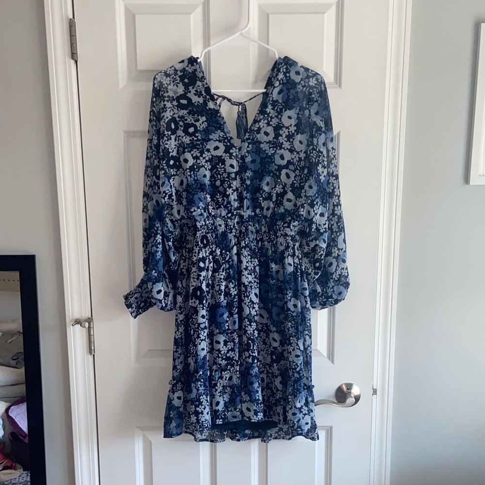 Lovestitch Navy and Sky Blue Floral Dress